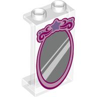 Panel 1 × 2 × 3 with Side Supports - Pink Outline Mirror - Hollow Studs Trans-Clear