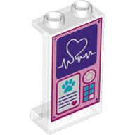 Panel 1 × 2 × 3 [Side Supports / Hollow Studs] with Heart Read Out Key Pad, Paw and Heart Print Trans-Clear