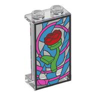 Panel 1 × 2 × 3 with Glass Stained Window, Red Rose print Transparent