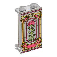 Panel 1 × 2 × 3 with Stained Glass, Green/Pink Rose print Transparent