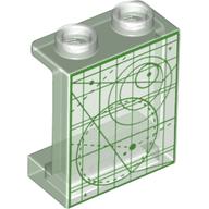 Panel 1 × 2 × 2 [Side Supports / Hollow Studs] with Screen with Green Space Coordinates Print Trans-Clear