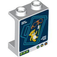 Panel 1 × 2 × 2 [Side Supports / Hollow Studs] with X-Ray of Luggage print Weiß