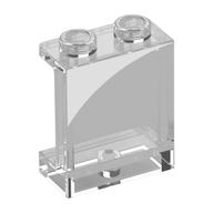 Panel 1 × 2 × 2 [Side Supports / Hollow Studs] with White Corner Left print Trans-Clear