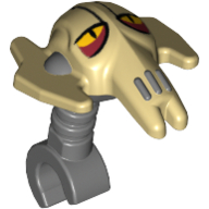 Minifig Head Special with Clip General Grievous (Clone Wars) with Tan Face Print Dark Bluish Gray