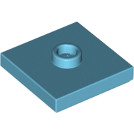 Plate Special 2 × 2 with Groove and Center Stud (Jumper) Mittelazur