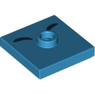 Plate Special 2 × 2 with Center Stud (Jumper) with Two Black Curved Lines Print Dark Azure