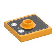Plate Special 2 × 2 with Center Stud (Jumper) with Black Square, Light Bluish Grey Circles print Bright Light Orange