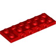 Plate Special 2 × 6 × 2/3 with 4 Studs on Side, 1 Support Wall on Bottom Red