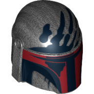 Helmet Mandalorian with Holes, Dark Red Visor and Black Handprint Print Perltitan