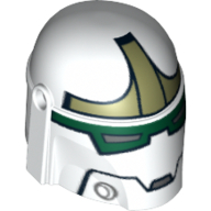 Helmet Mandalorian with Holes, Jaw and Dark Green and Olive Green Print Weiß