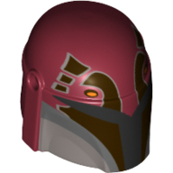 Helmet Mandalorian with Holes, Dark Brown Facial Details Print Dark Red