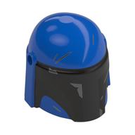 Helmet Mandalorian with Holes and Black Visor, Dark Bluish Grey Markings, Scratches print Blau
