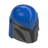 Helmet Mandalorian with Holes and Black Visor, Light Bluish Grey Markings, Scratches print Blau