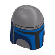 Helmet Mandalorian with Holes, Blue and Dark Blue Print and Black Print on the Right-hand Side Mattsilber