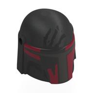 Helmet Mandalorian with Holes with Black/Dark Red Markings, Scratches print Pearl Titanium