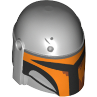 Helmet Mandalorian with Holes, Black and Orange Markings Print Light Bluish Gray