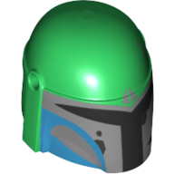 Helmet Mandalorian with Holes, Medium Azure, Light Bluish Gray print Green