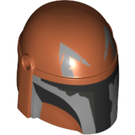 Helmet Mandalorian with Holes, Black and Light Bluish Gray print Dunkelorange