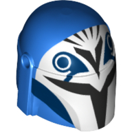 Helmet Mandalorian with Holes, White Front, Black Visor and Markings print Blue