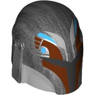 Helmet Mandalorian with Holes and Black Visor, Dark Red/Medium Azure Markings print Perltitan