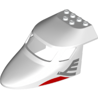 Aircraft Fuselage Curved Forward 6 × 10 Top with Metallic Silver/ Red print White