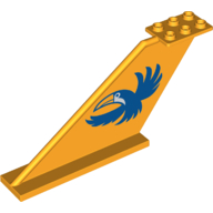 Tail 12 × 2 × 5 with Blue Cockatoo print Bright Light Orange