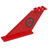 Tail 12 × 2 × 5 with Red Flames on Silver Shield print [Fire Fighters] Red