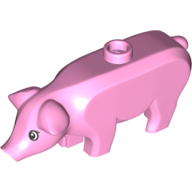 Animal, Pig, Large with Black Eyes and White Pupils and Eyelashes Print Bright Pink