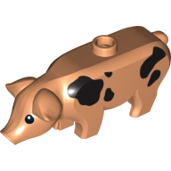 Animal, Pig, Large with Black Spots Print [Plain Ears] Nougat