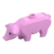 Animal, Pig, Large with Black Eyes and White Pupils Print Bright Pink