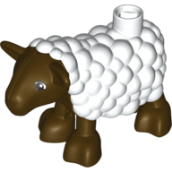 Duplo Animal Sheep, Lamb with Dark Brown Legs and Head Dark Brown