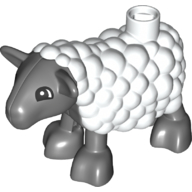 Duplo Animal Sheep / Lamb with Dark Bluish Gray Legs and Head Weiß