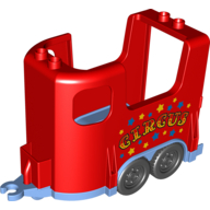 Duplo Horse Trailer with Medium Blue Base and Stars and 'CIRCUS' Print Red