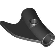 Technic Pin Connector Round Curved with Fin and Hole Black