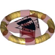 Ring with Centre Triangle with Gold Bands and Shark Print [Atlantis Key] Trans-Red