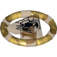 Ring with Centre Triangle with Gold Bands and Crab Print [Atlantis Key] Transparent-Orange