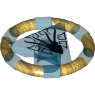 Ring with Centre Triangle with Gold Bands and Squid Print [Atlantis Key] Trans-Dark Blue