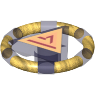 Ring with Centre Triangle with Gold Bands and Triangle Print [Atlantis Key] Trans-Purple