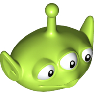 Minifig Head Special, Alien with Antenna and Three Eyes Print (Toy Story 4 Alien) Limette