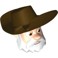 Minifig Head Special with Dark Brown Hat and White Beard (Stinky Pete) Hellnougat