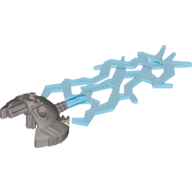 Large Figure Weapon Lightning, Triple with Marbled Blue Bolt Pattern Flat Silver