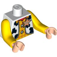 Torso with Long Arms, Vest with Sheriff Star over Yellow Shirt Print, Yellow Arms, Light Nougat Hands Weiß