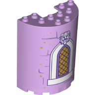 Cylinder Half 3 × 6 × 6 with 1 × 2 Cutout with Window, White Border, Lion Head print Lavendel