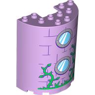 Cylinder Half 3 × 6 × 6 with 1 × 2 Cutout with Round Windows, Bricks, Green Vines printa Lavender
