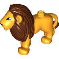 Duplo Animal Lion Adult Male, Reddish Brown Mane, Squarish Eyes print Leuchtendes Hellorange