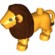 Duplo Animal Lion Adult Male, Reddish Brown Mane, Rounded Eyes print Leuchtendes Hellorange
