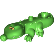 Duplo Animal Alligator / Crocodile, Mouth Opens, Crossed Eyes on Top of Snout Print (Peter Pan) Bright Green