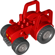 Duplo Tractor (New Style) with 2 × 2 Studs on Hood and Yellow Headlights Print Rot