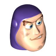 Minifig Head Special, Buzz Lightyear with Dirt Stains, Dark Purple Hood Pattern Hellnougat