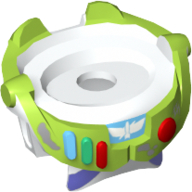 Minifig Neckwear Spacesuit with Lime Trim and Colored Buttons, Dirt Stains Print (Buzz Lightyear) Weiß